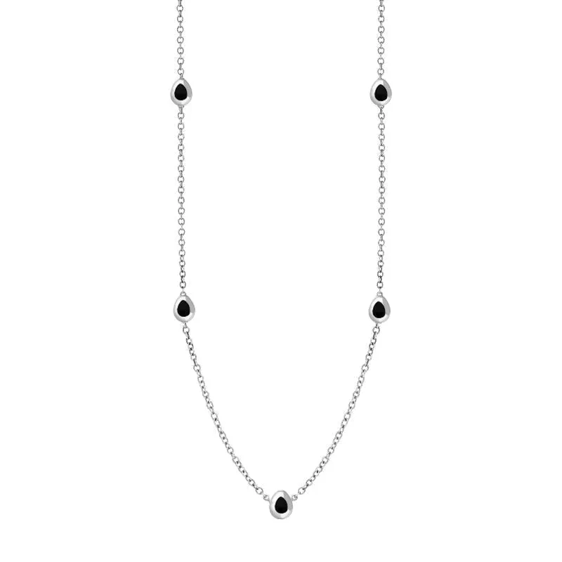 9ct White Gold Whitby Jet Cross Link Disc Chain Necklace sold by Jura Watches product image thumbnail 2