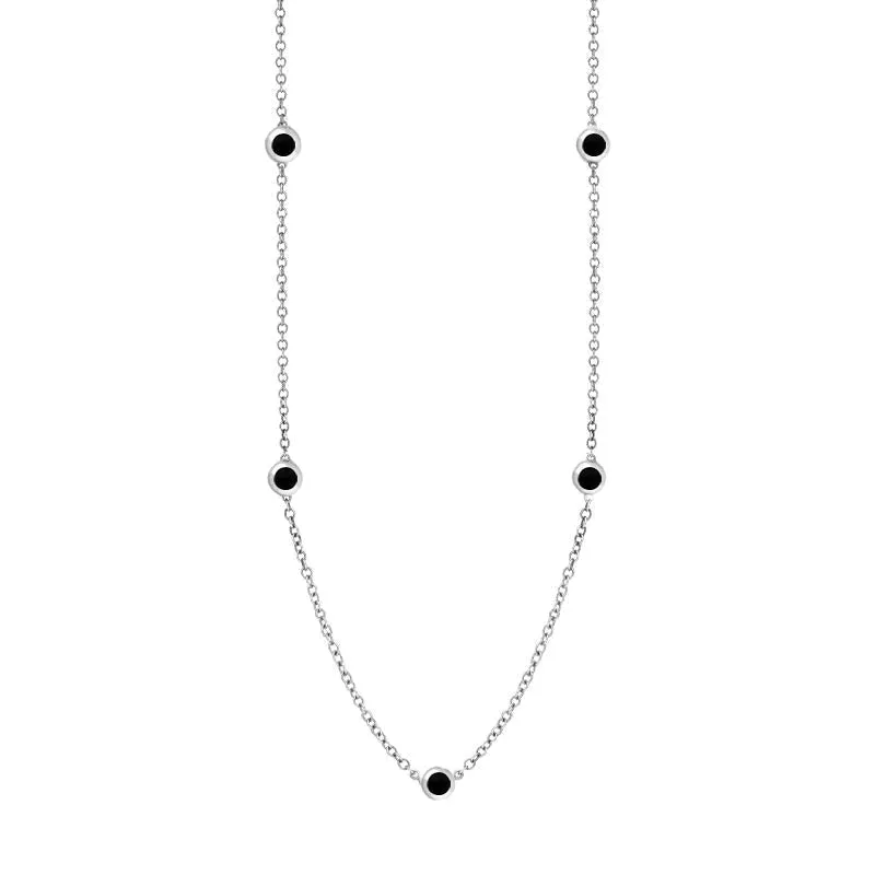 9ct White Gold Whitby Jet Star Link Disc Chain Necklace sold by Jura Watches product image thumbnail 2