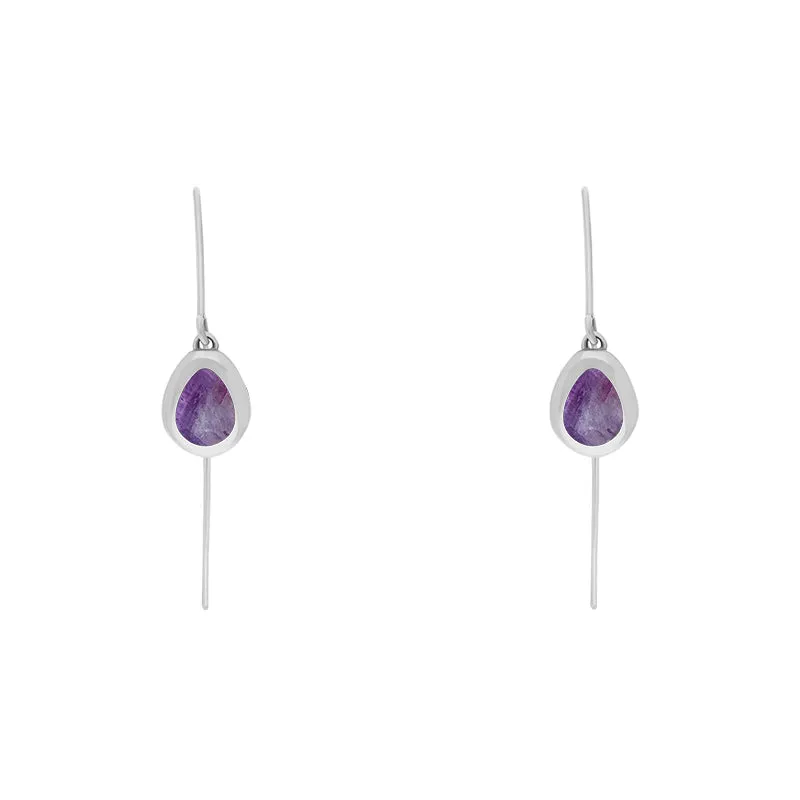 9ct White Gold Blue John Fleur De Lis Disc Drop Earrings sold by Jura Watches product image thumbnail 2