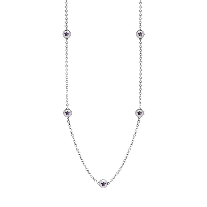 9ct White Gold Blue John Star Link Disc Chain Necklace sold by Jura Watches