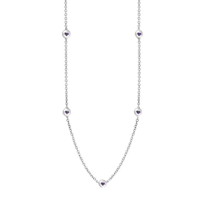 9ct White Gold Blue John Heart Link Disc Chain Necklace sold by Jura Watches