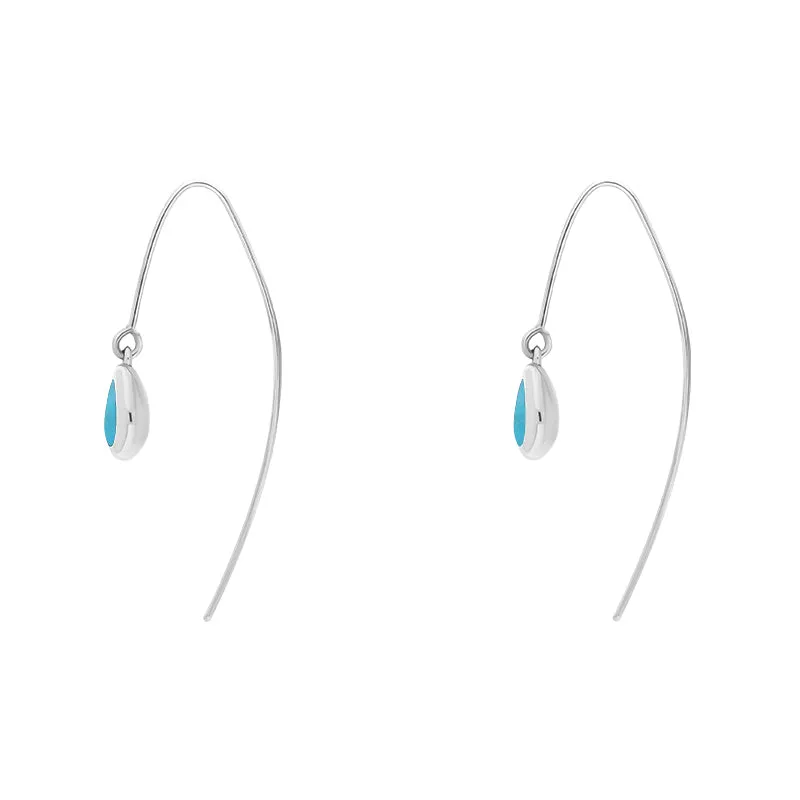 9ct White Gold Turquoise Fleur De Lis Disc Drop Earrings sold by Jura Watches product image thumbnail 3