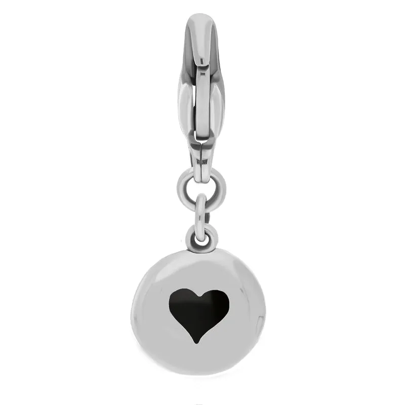 18ct White Gold Whitby Jet Round Shaped Heart Clip Charm sold by Jura Watches