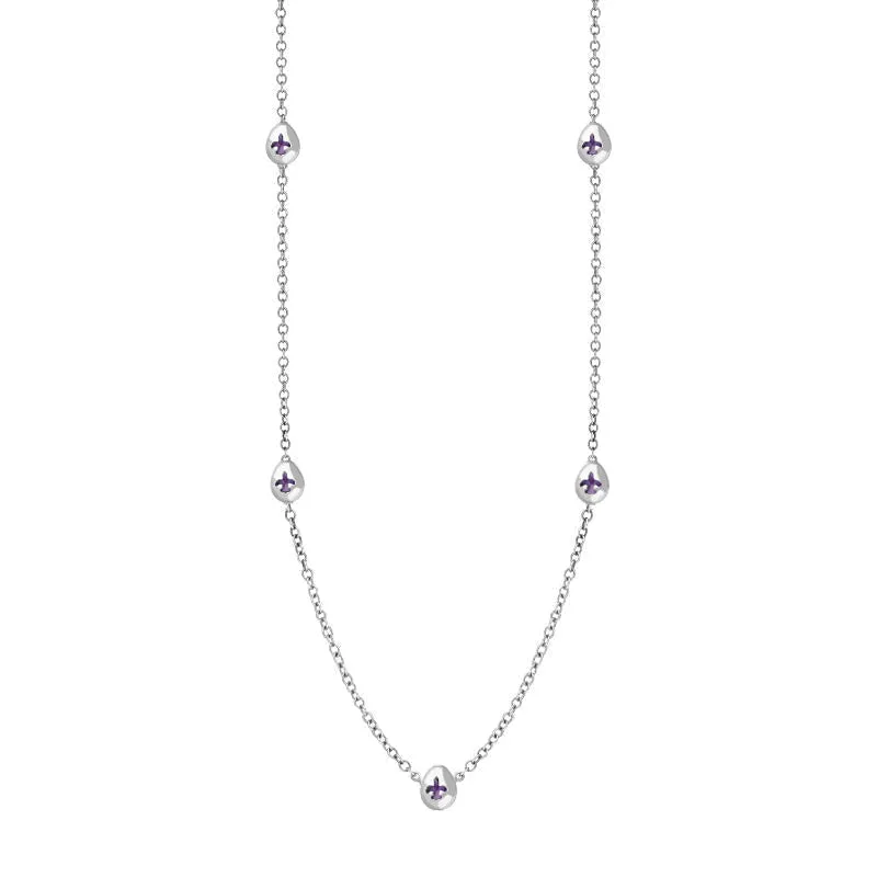 18ct White Gold Blue John Fleur De Lis Link Disc Chain Necklace sold by Jura Watches