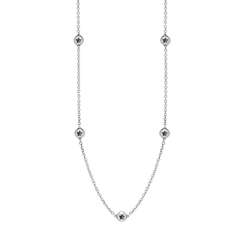 18ct White Gold Blue John Star Link Disc Chain Necklace sold by Jura Watches