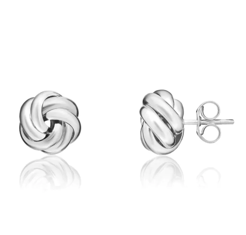 9ct White Gold 8mm Looped Knot Stud Earrings sold by Jura Watches