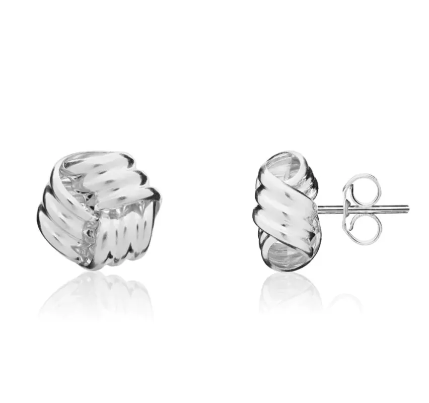 9ct White Gold 9mm Looped Knot Stud Earrings sold by Jura Watches