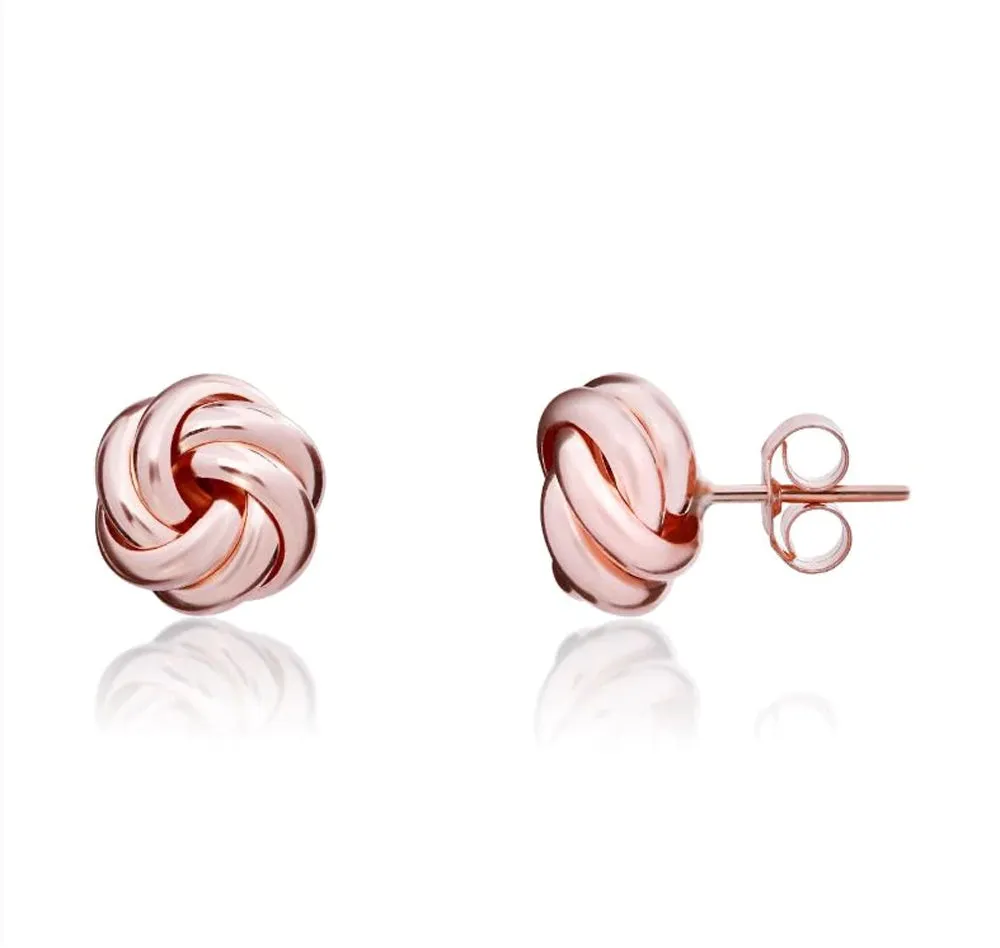 9ct Rose Gold 8mm Looped Knot Stud Earrings sold by Jura Watches