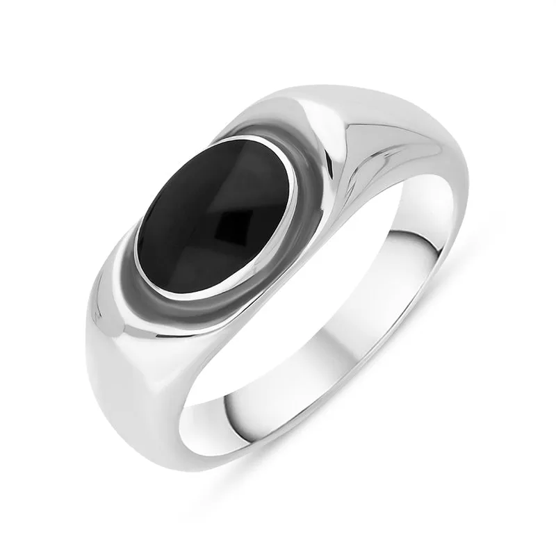 Sterling Silver Whitby Jet Dish Ring sold by Jura Watches