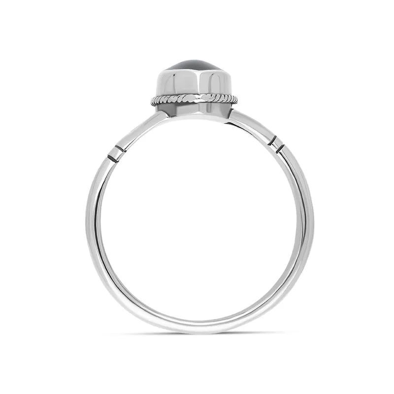 Sterling Silver Whitby Jet Marquise Shaped Rope Detail Ring sold by Jura Watches product image thumbnail 3