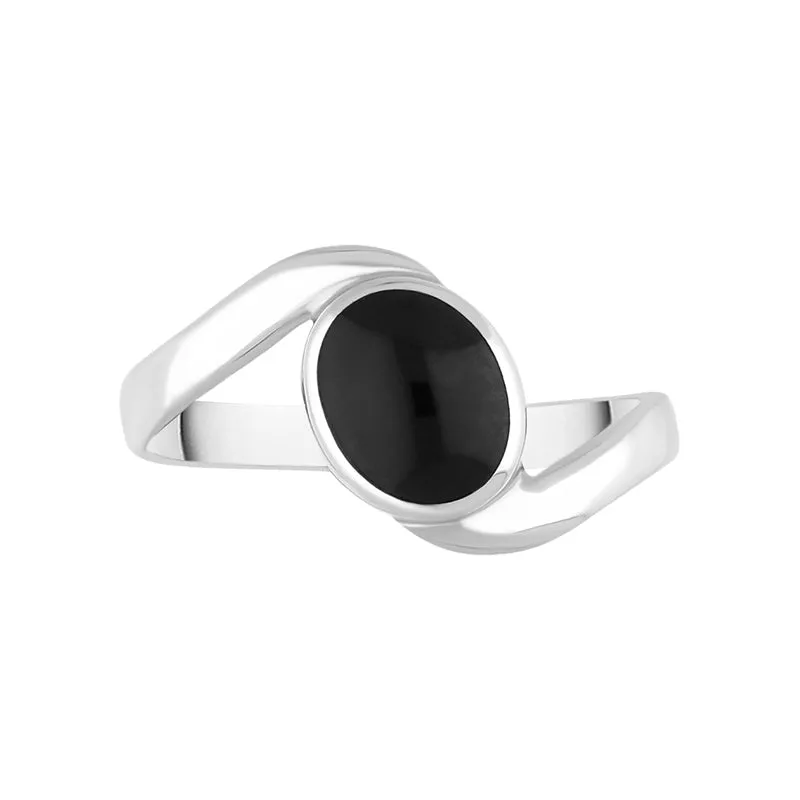 Sterling Silver Whitby Jet Twist Shank Oval Ring sold by Jura Watches product image thumbnail 2