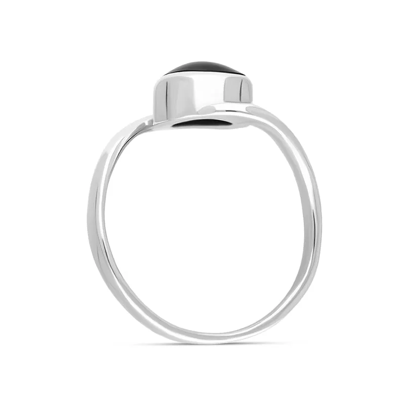Sterling Silver Whitby Jet Twist Shank Oval Ring sold by Jura Watches product image thumbnail 3