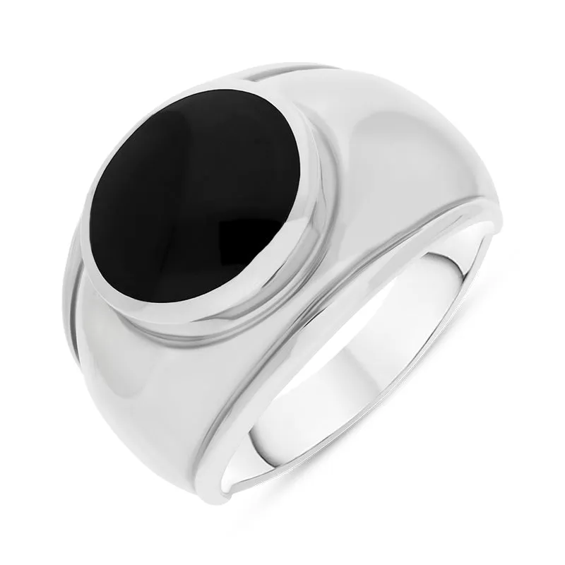 Sterling Silver Whitby Jet Broad Shank Oval Ring sold by Jura Watches