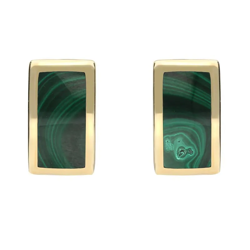 9ct Yellow Gold Malachite Curved Oblong Stud Earrings sold by Jura Watches
