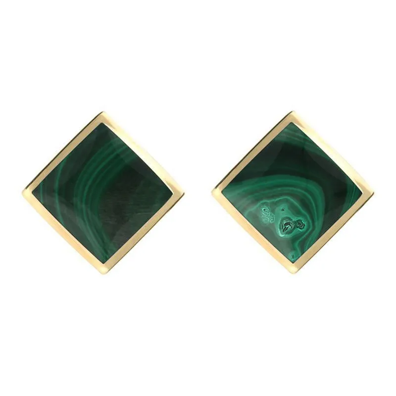 9ct Yellow Gold Malachite Rhombus Earrings sold by Jura Watches
