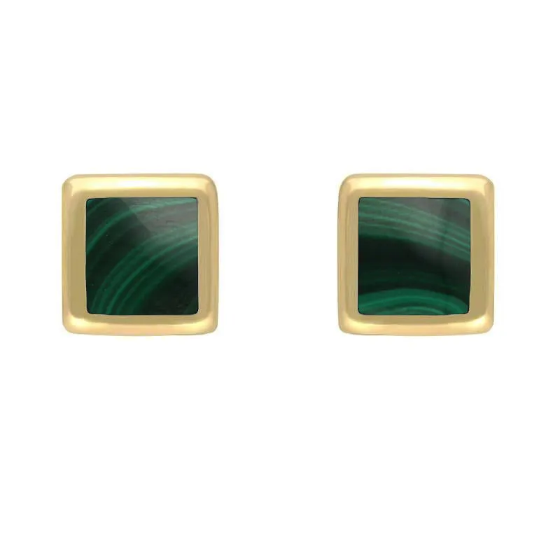 9ct Yellow Gold Malachite Dinky Square Stud Earrings sold by Jura Watches