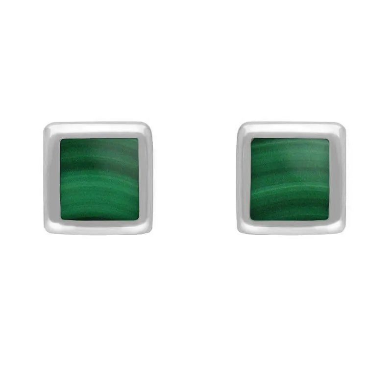 Sterling Silver Malachite Dinky Square Stud Earrings sold by Jura Watches