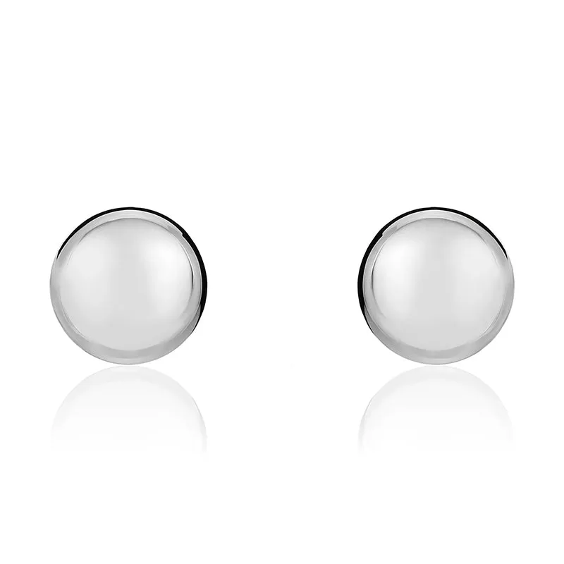 9ct White Gold 12mm Button Stud Earrings sold by Jura Watches
