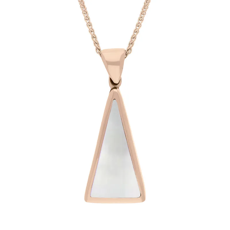 18ct Rose Gold Blue John Mother Of Pearl Small Double Sided Triangular Fob Necklace sold by Jura Watches product image thumbnail 2