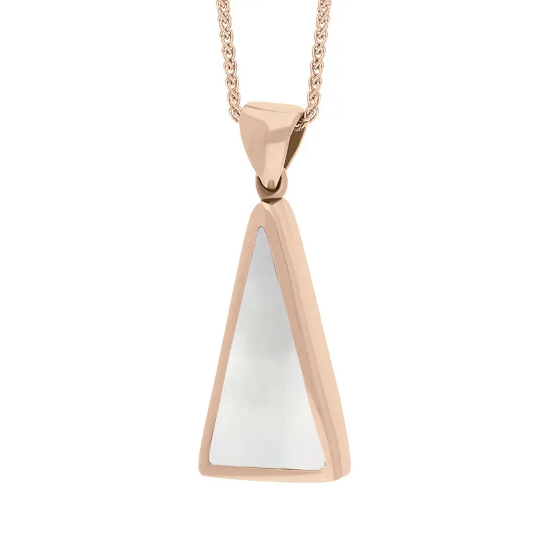 9ct Rose Gold Blue John Mother Of Pearl Small Double Sided Triangular Fob Necklace sold by Jura Watches product image thumbnail 3