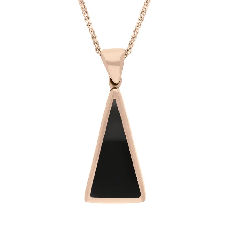 9ct Rose Gold Blue John Whitby Jet Small Double Sided Triangular Fob Necklace sold by Jura Watches