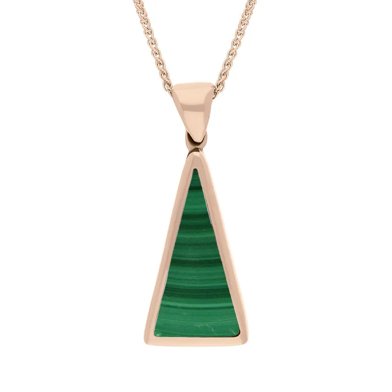 9ct Rose Gold Whitby Jet Malachite Small Double Sided Triangular Fob Necklace sold by Jura Watches