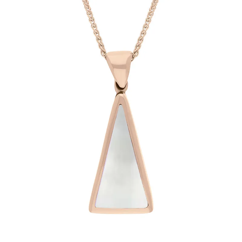 9ct Rose Gold Whitby Jet Mother Of Pearl Small Double Sided Triangular Fob Necklace sold by Jura Watches