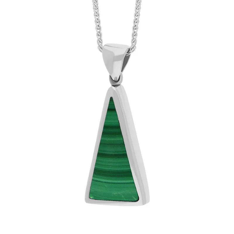9ct White Gold Whitby Jet Malachite Small Double Sided Triangular Fob Necklace sold by Jura Watches product image thumbnail 3