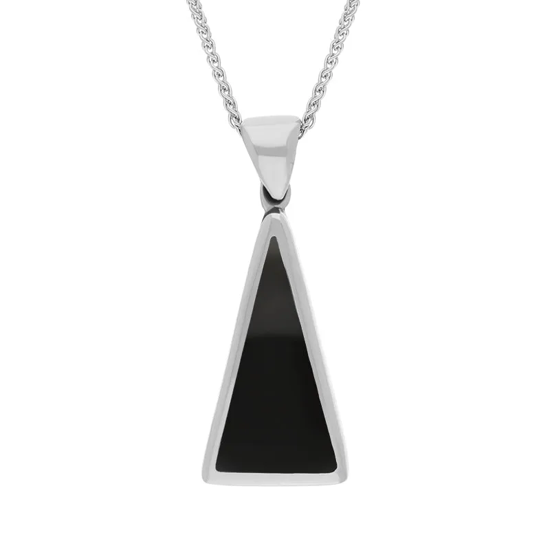 9ct White Gold Whitby Jet Turquoise Small Double Sided Triangular Fob Necklace sold by Jura Watches product image thumbnail 2