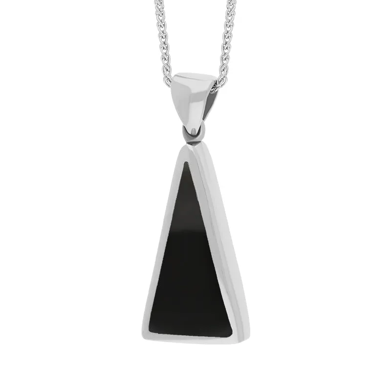 9ct White Gold Whitby Jet Turquoise Small Double Sided Triangular Fob Necklace sold by Jura Watches product image thumbnail 3