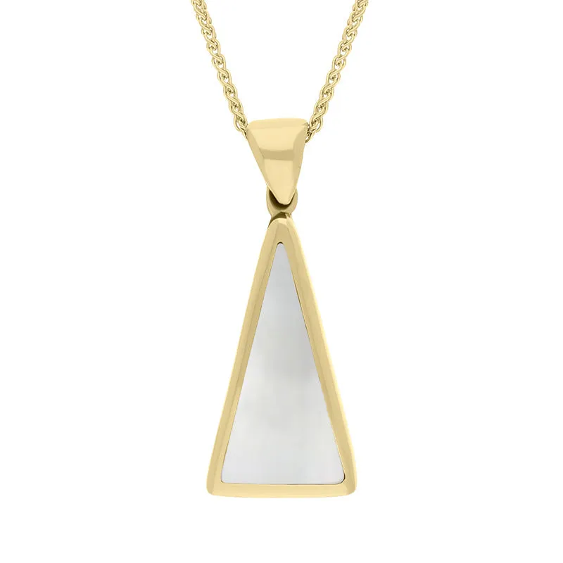 18ct Yellow Gold Blue John Mother Of Pearl Small Double Sided Triangular Fob Necklace sold by Jura Watches product image thumbnail 2