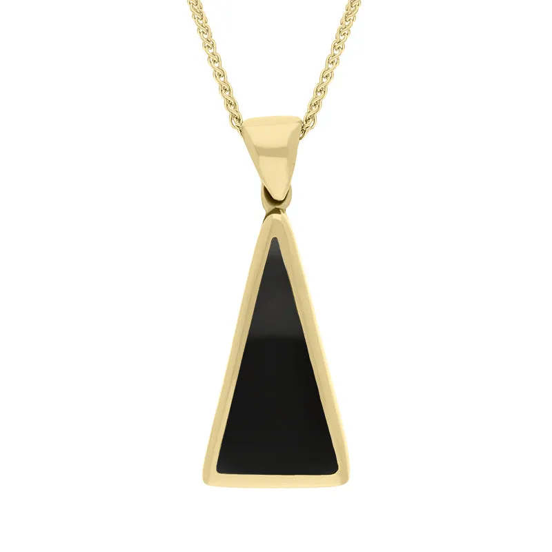 18ct Yellow Gold Whitby Jet Mother Of Pearl Double Sided Triangular Fob Necklace sold by Jura Watches product image thumbnail 2
