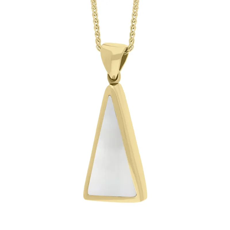 18ct Yellow Gold Whitby Jet Mother Of Pearl Double Sided Triangular Fob Necklace sold by Jura Watches product image thumbnail 3