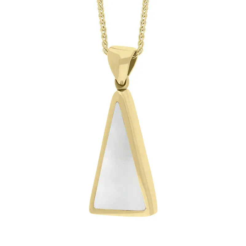 9ct Yellow Gold Whitby Jet Mother Of Pearl Double Sided Triangular Fob Necklace sold by Jura Watches product image thumbnail 3