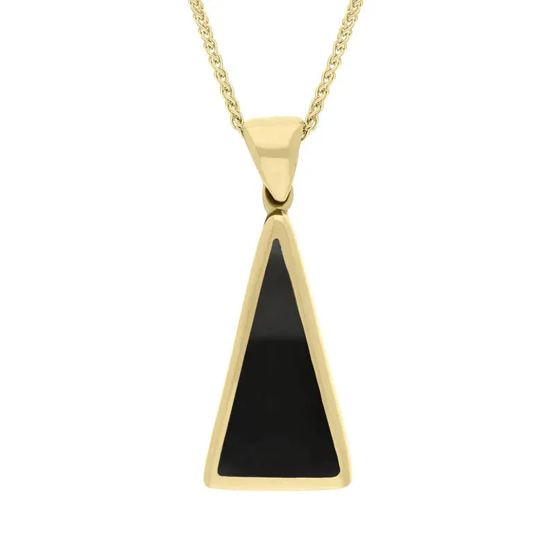 9ct Yellow Gold Whitby Jet Mother Of Pearl Double Sided Triangular Fob Necklace sold by Jura Watches product image thumbnail 2