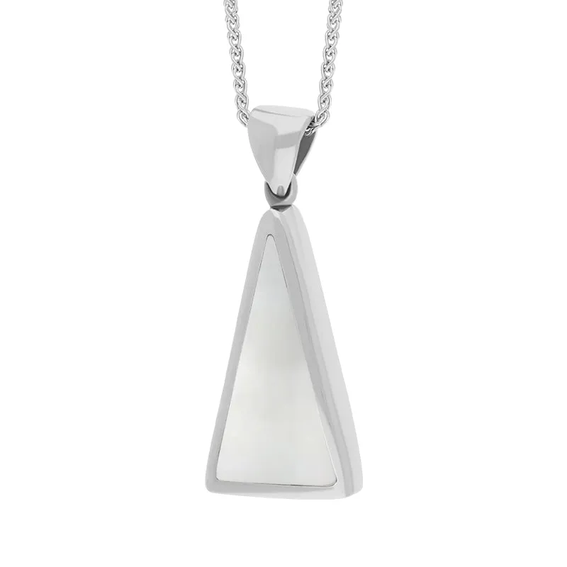 Sterling Silver Blue John Mother Of Pearl Small Double Sided Triangular Fob Necklace sold by Jura Watches product image thumbnail 3