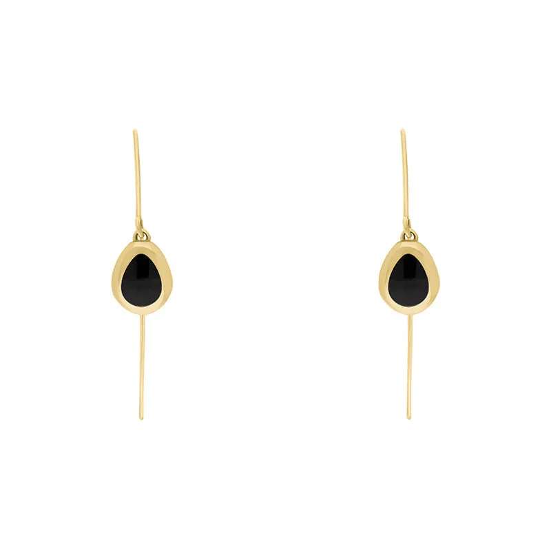 9ct Yellow Gold Whitby Jet Fleur De Lis Disc Drop Earrings sold by Jura Watches product image thumbnail 2
