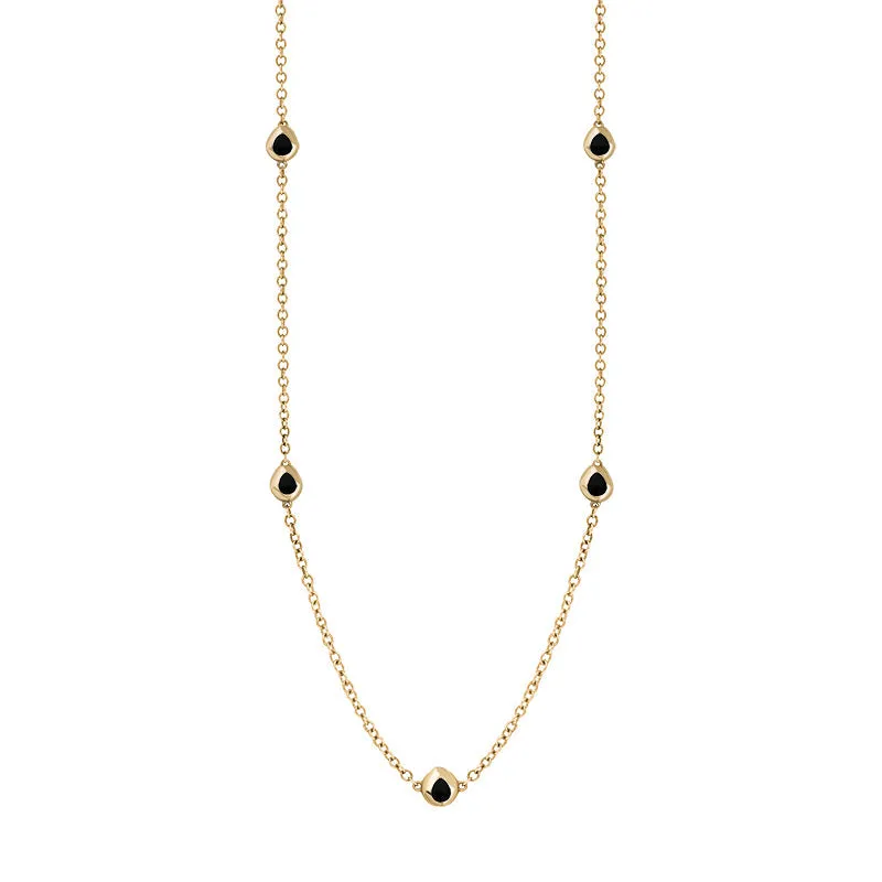 9ct Yellow Gold Whitby Jet Fleur De Lis Link Disc Chain Necklace sold by Jura Watches product image thumbnail 2