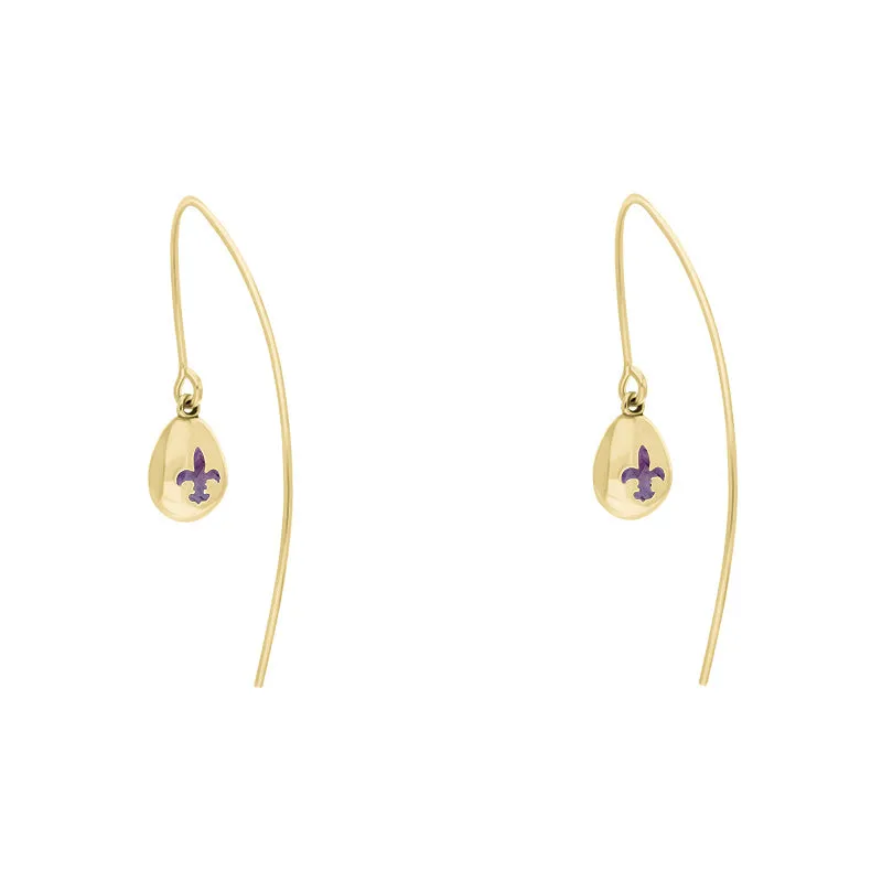 9ct Yellow Gold Blue John Fleur De Lis Disc Drop Earrings sold by Jura Watches