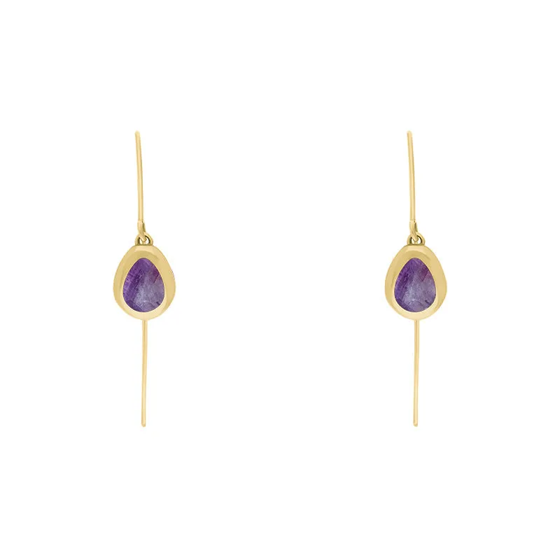 9ct Yellow Gold Blue John Fleur De Lis Disc Drop Earrings sold by Jura Watches product image thumbnail 2