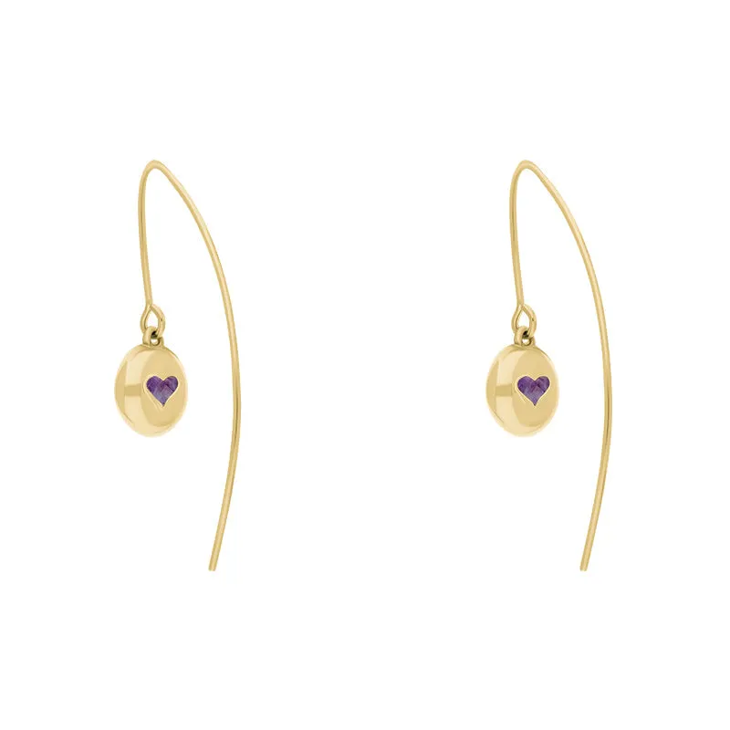 9ct Yellow Gold Blue John Heart Disc Drop Earrings sold by Jura Watches
