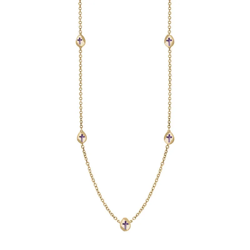 9ct Yellow Gold Blue John Cross Link Disc Chain Necklace sold by Jura Watches