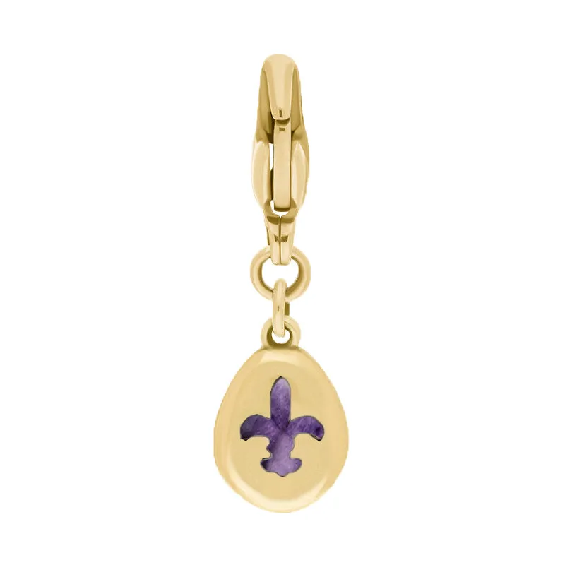 9ct Yellow Gold Blue John Pear Shaped Fleur De Lis Clip Charm sold by Jura Watches