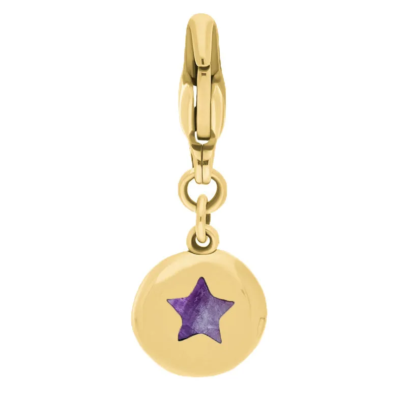 9ct Yellow Gold Blue John Round Shaped Star Clip Charm sold by Jura Watches