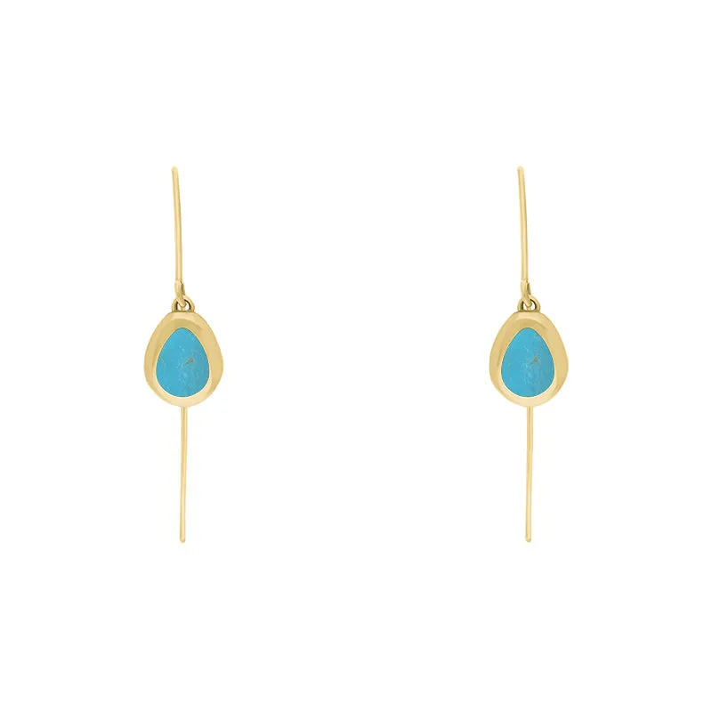 9ct Yellow Gold Turquoise Cross Disc Drop Earrings sold by Jura Watches product image thumbnail 2
