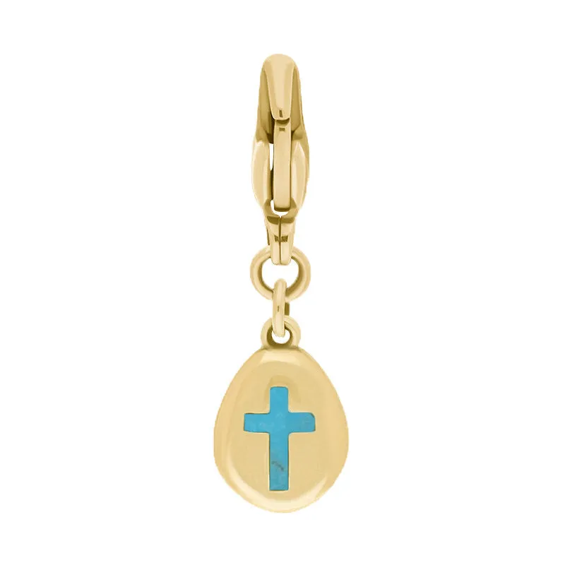 9ct Yellow Gold Turquoise Pear Shaped Cross Clip Charm sold by Jura Watches