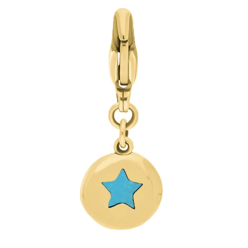 9ct Yellow Gold Turquoise Round Shaped Star Clip Charm sold by Jura Watches