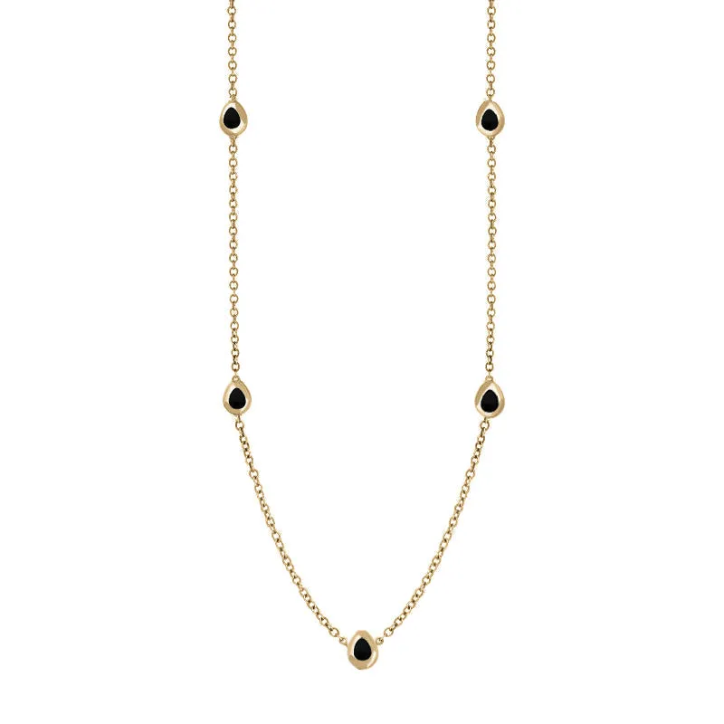 18ct Yellow Gold Whitby Jet Cross Link Disc Chain Necklace sold by Jura Watches product image thumbnail 2