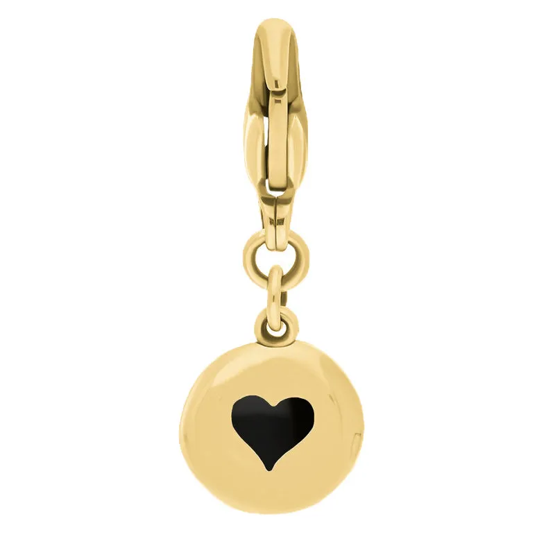 18ct Yellow Gold Whitby Jet Round Shaped Heart Clip Charm sold by Jura Watches