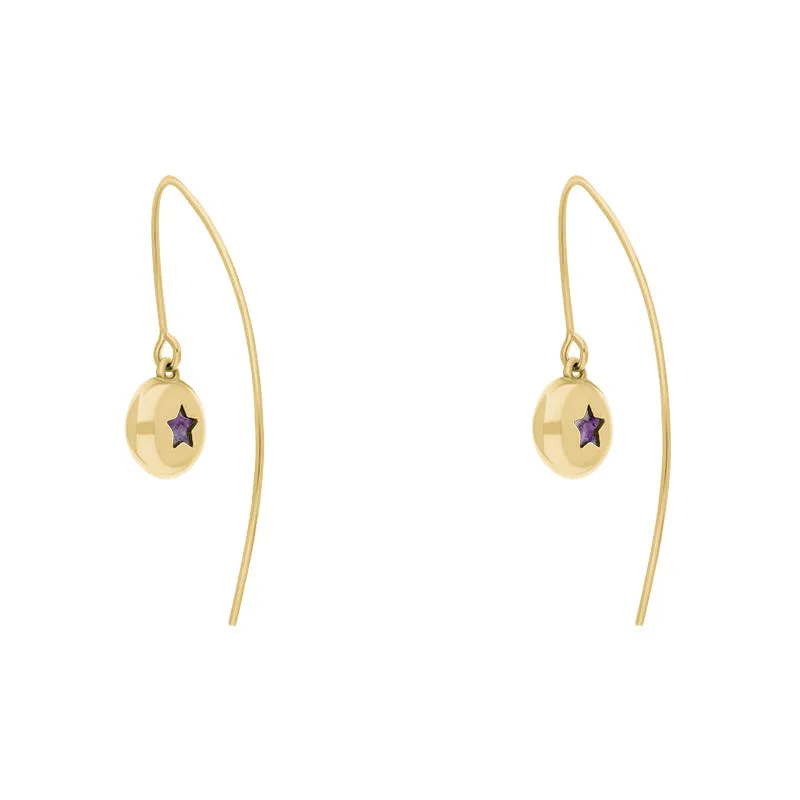 18ct Yellow Gold Blue John Star Disc Drop Earrings sold by Jura Watches